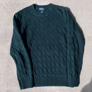 Vintage 90s polo Ralph Lauren dark forest green cable knit sweater top